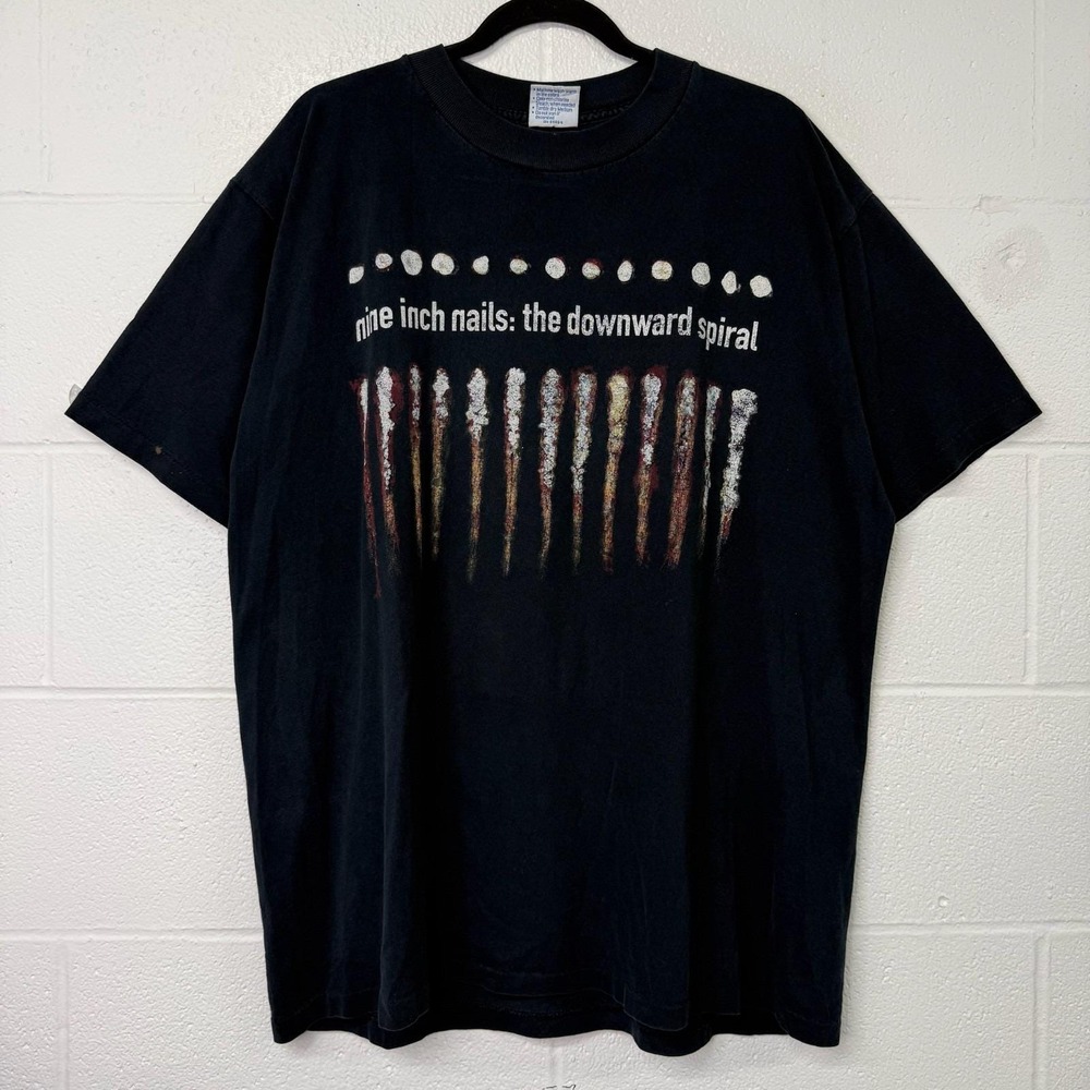 Vintage 90s Nine Inch Nails The Downward Spiral Black NIN Band Tour Shirt Sz XL